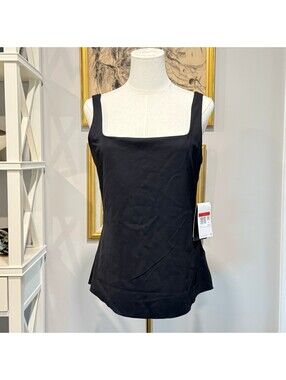 Nike Shirt Women's Large Black Dri Fit Yoga Tight Fit w/ Shelf Bra Tank Top NWT